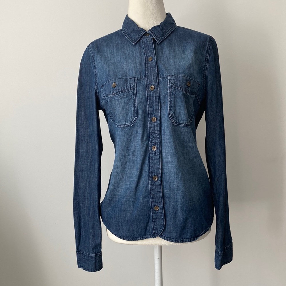 GAP Factory Denim Button Down Long Sleeve Shirt